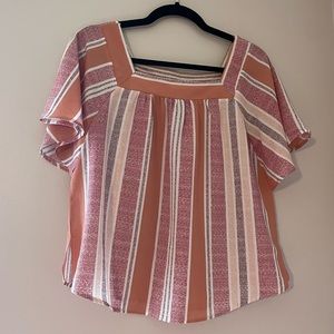 URBAN ROMANTICS | Pink Mauve Cream Stripe Top | Size S